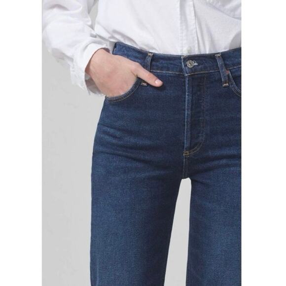 Citizens of Humanity Florence Wide Straight High Rise Jeans in Everdeen Size 33 - Picture 2 of 9